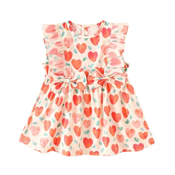 Summer baby girl dresses floral printing vacation love clothes soft cotton vest dress baby girls