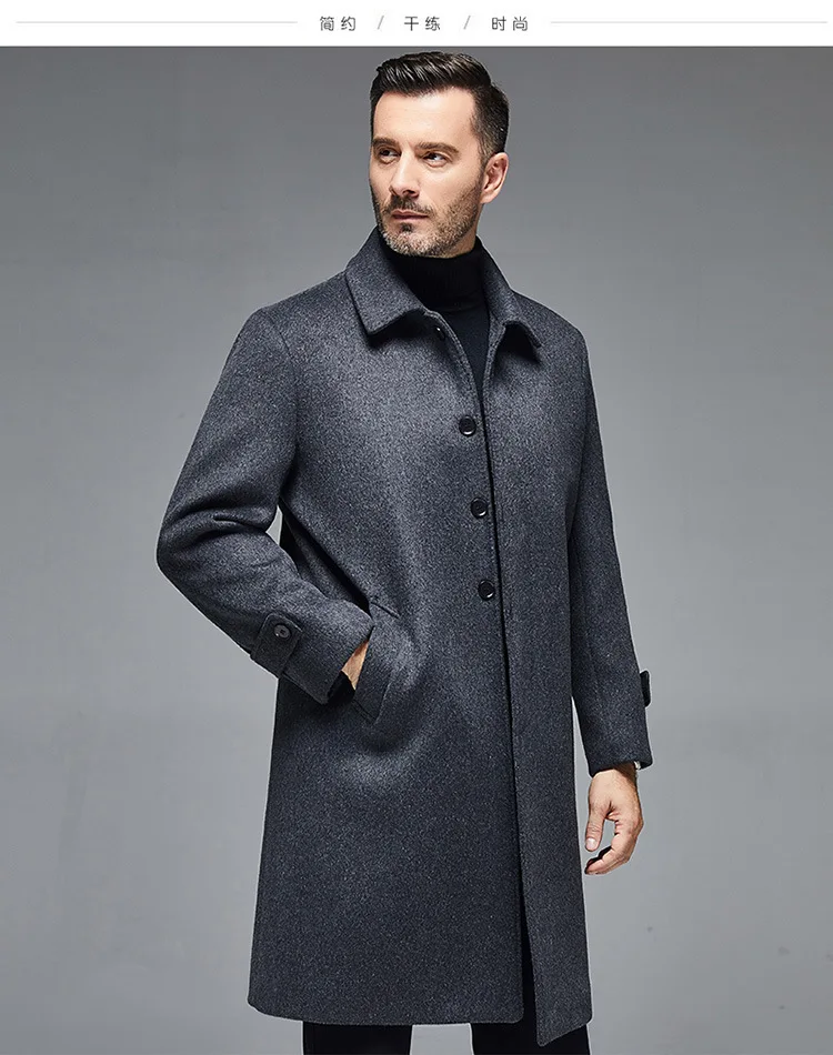 Middle-Aged And Elderly Men'S Wool Woollen Coat Men'S Winter Long Knee-Length Windbreaker Middle-Aged And Elderly Men'S Father'S