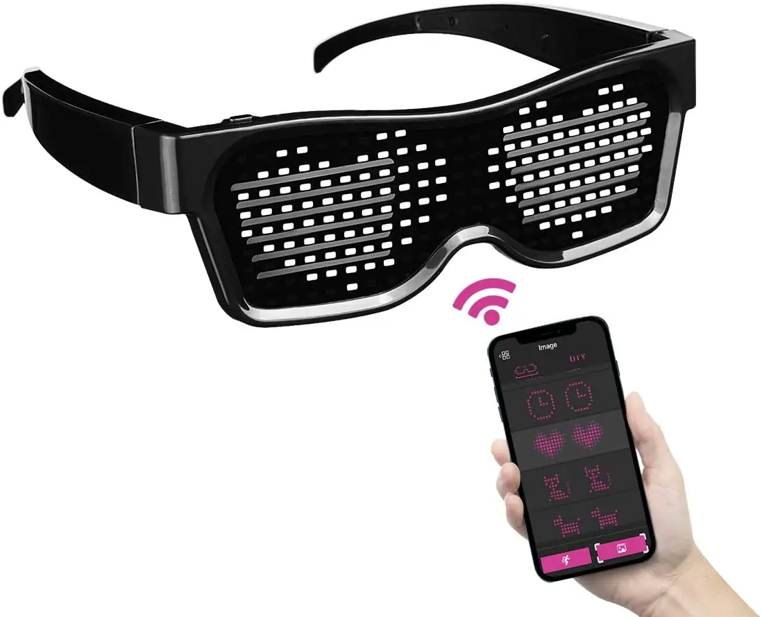 2022 New Years Glasses Programmable Display Message Led Magic Glasses App Controlled Led Sunglasses for Party Bar DJ Dance