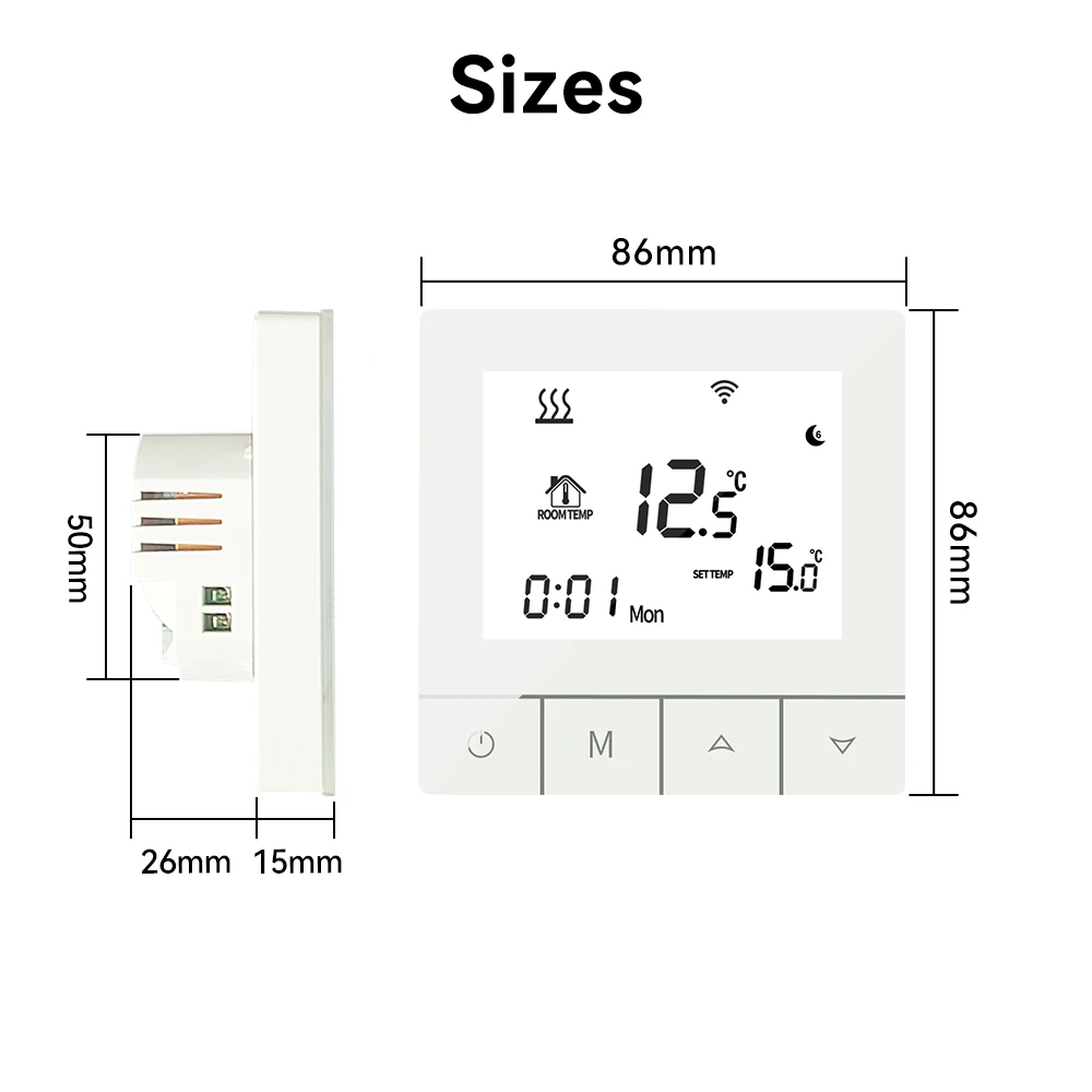 Maincor Heating Controllers Minco Room Thermostat WiFi Temperature Controller LCD Display ...