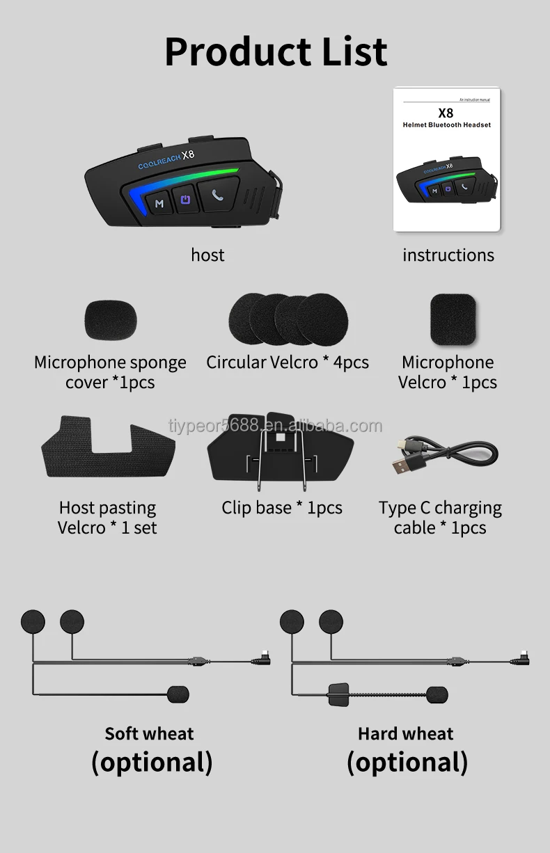 product tiypeor motorbike helmet wireless headphone earphones helmet motorcycle waterproof headset speaker with hd microphone-11