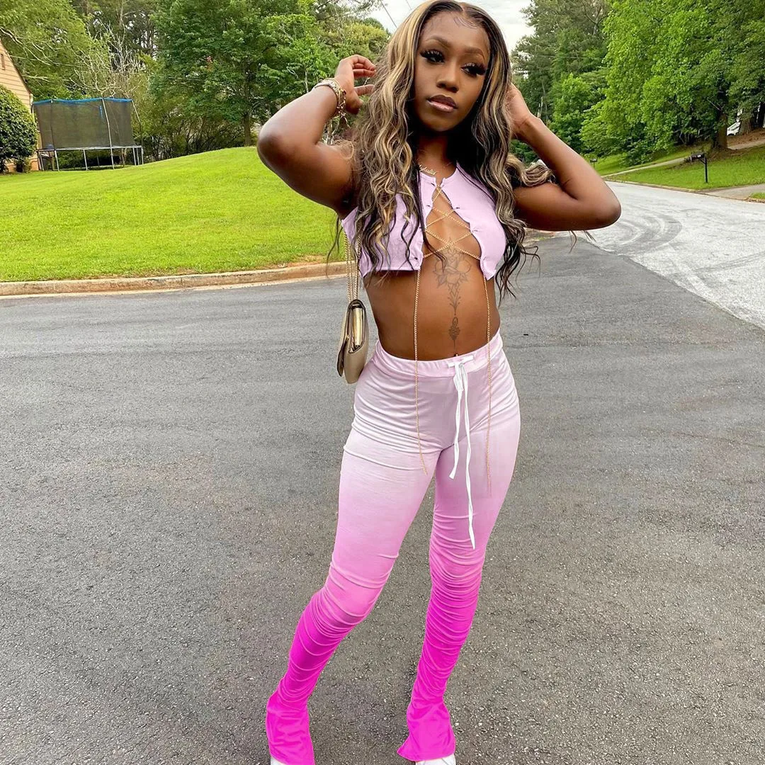 Chain Lace-up Crop Top With Split 