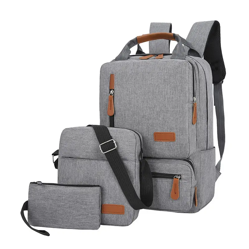 Casual Slim Anti-Theft USB Charging Mens Polyester Laptop Bag Business Backpack Set Handbag Style High Quality Polyester
