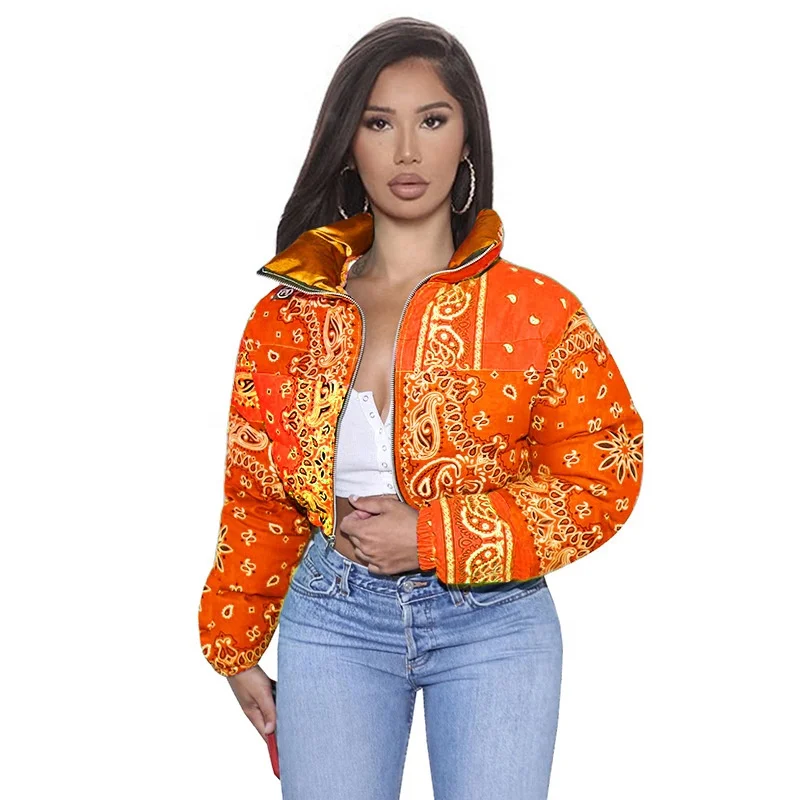 orange bandana bubble coat