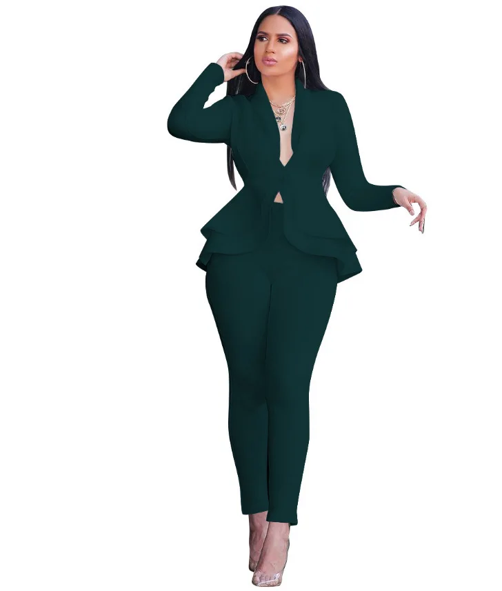 Good Goods Cheapest Shipping Quality Designer Two Pieces Peplum Style Pant Sets Women Suits Office Ladies Blazer Suits for Women