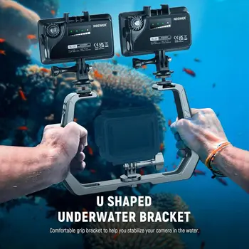 NEEWER Underwater Diving Rig for Action Camera, Aluminum Alloy Silver U Shaped Handgrip with 1/4" Screw, Cold Shoe, Compatible detail image