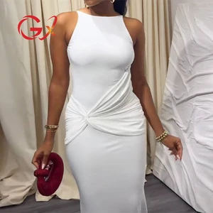 GX25017A Women's 2026 Fashion Summer Sexy Halter Sleeveless Elegant Unique Backless Maxi Dress Party Evening Long Dresses