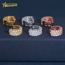 Ready Stocks 3 Row Earrings Hoops Rapper Jewelry 925 Solid Silver Iced Out Moissanite Earrings