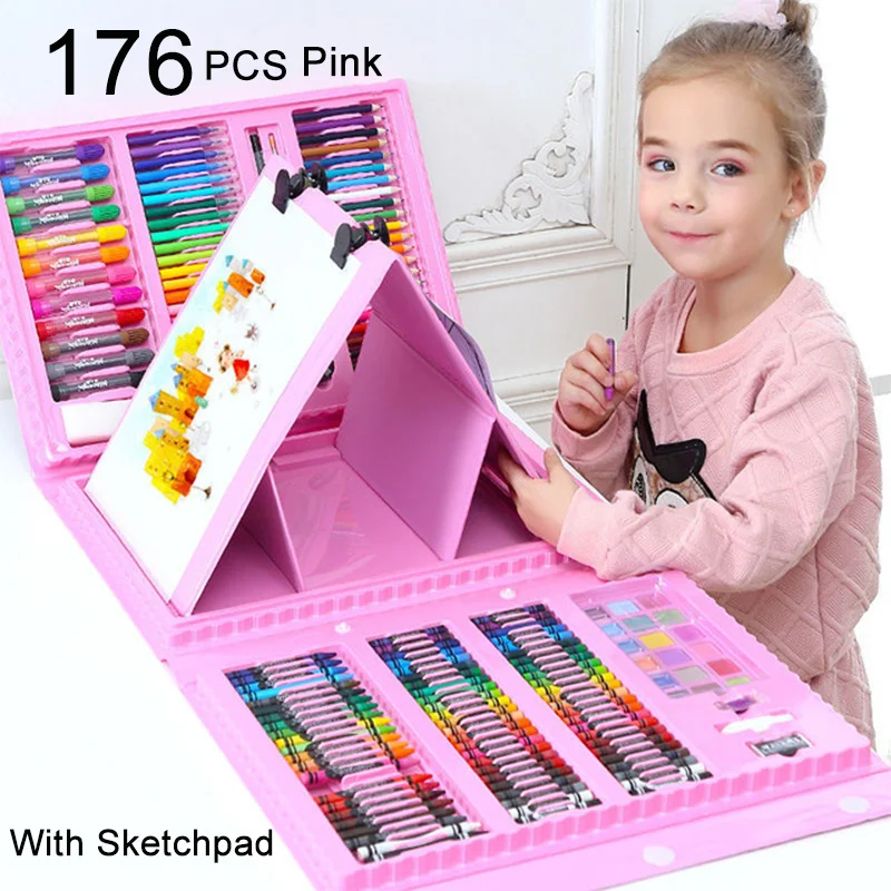 42/86/208Pcs Children Art Painting Set Watercolor Pencil Crayon Water Pen  Colors Drawing Tools Kids