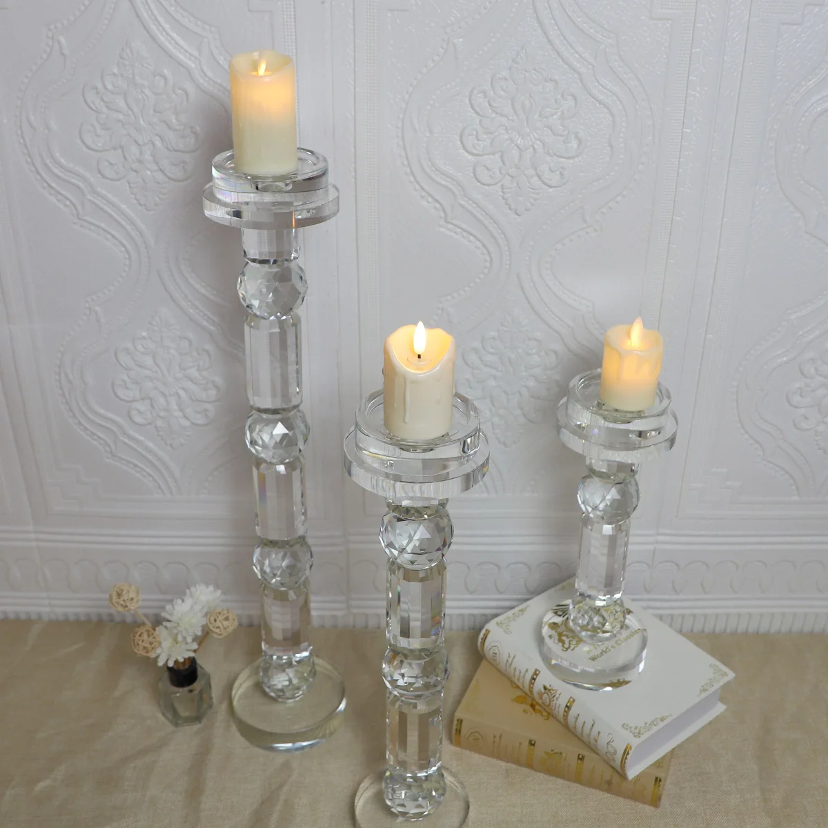 Wholesale glass material votive crystal candle holders lanterns and candle jars centerpiece supplier