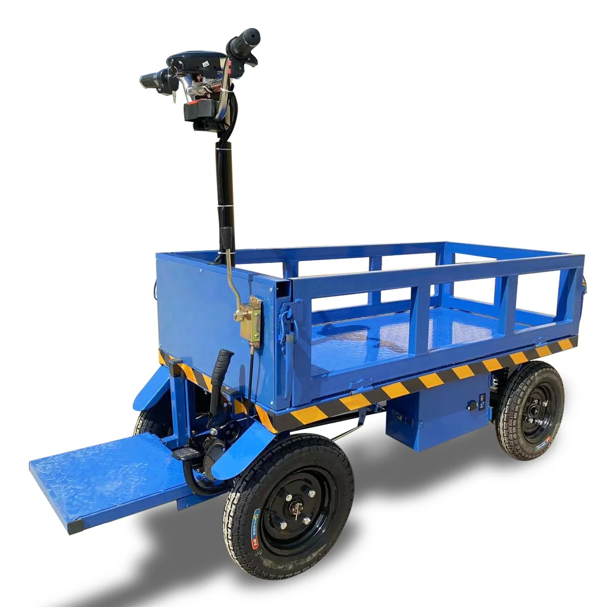4 Wheel Detachable Fenced Electric Cargo Flatbed Transporter Trolley Carts for Garden Use