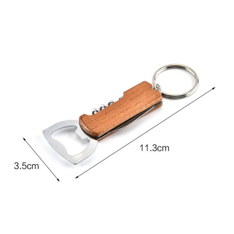 Factory High Quality Stainless Steel Multifunction Switchblade Beer Bottle Opener Keychain with Corkscrew and Custom Logo