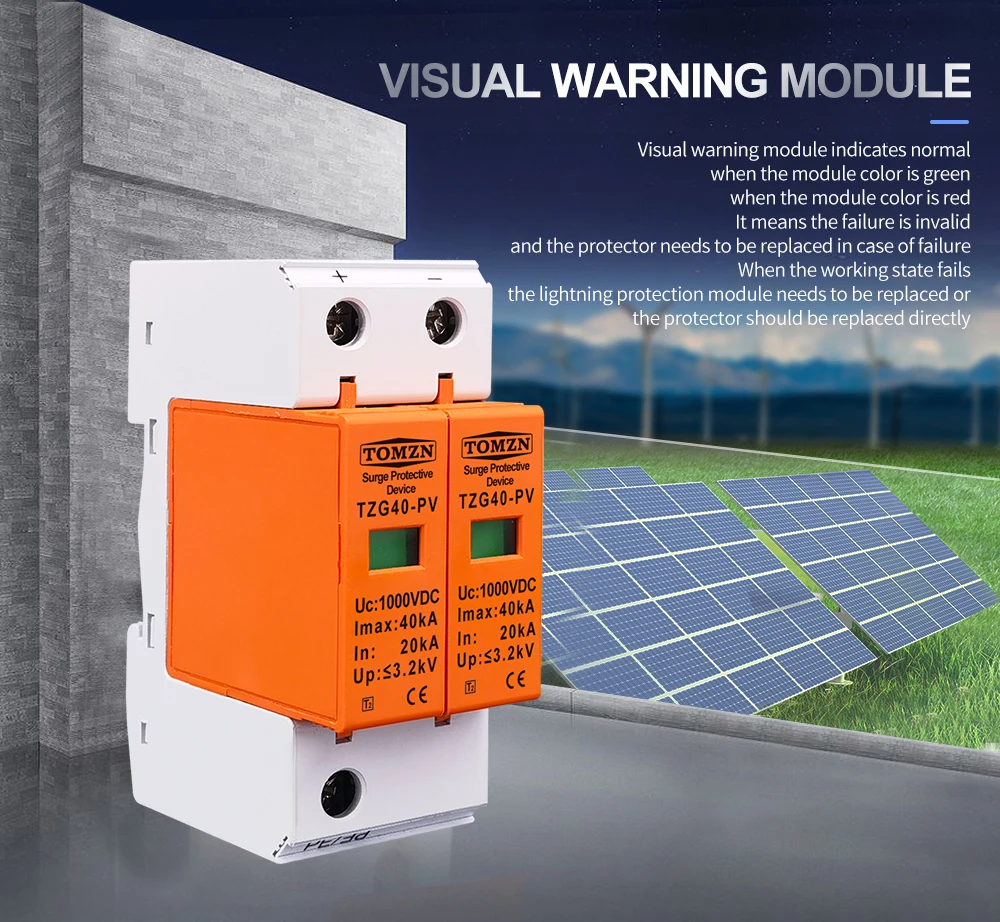 SPD DC 1000V 20KA~40KA House Surge Protector Protective Low-voltage Arrester Device
