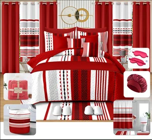 Customized Brand New Cobertores De 30 Piezas with Bathroom Set and Matching Curtains Ready to Ship king Size Polyester 30pcs Set