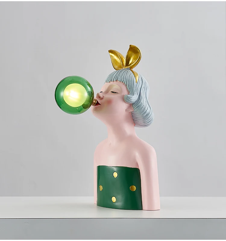 Modern Minimalist Creativity Blowing Bubble Girl Cartoon Table Lamp ...