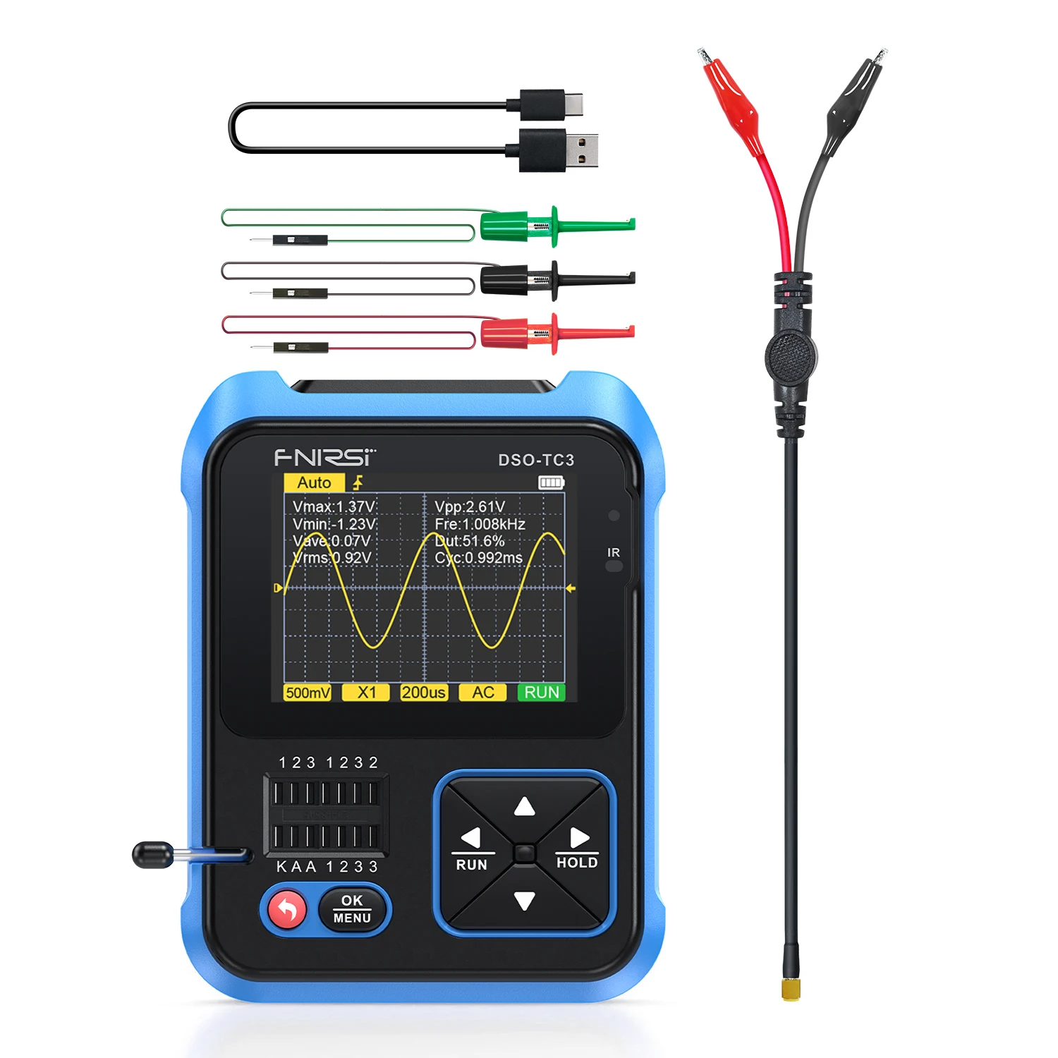 FNIRSI DSO-TC3 3in1handheld Oscilloscope Transistor Tester Multi-function Multimeter Diode Voltage Portable Digital Oscilloscope