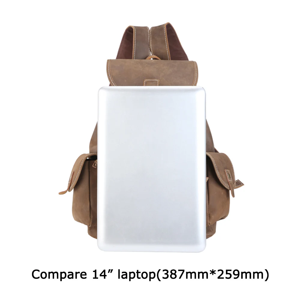 Tiding Vintage Full Top Grain Drawstring Leather Back Pack Real Leather Men Backpack