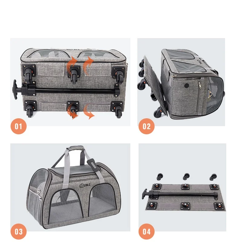 Multifunctional Outdoor Wheeled Foldable Collapsible Cat Trolley Pet