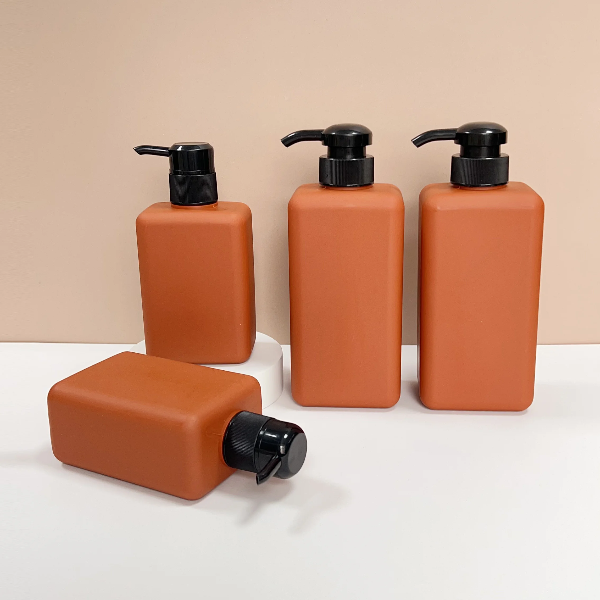 Factory Direct Sales 300ml 500ml Hdpe Empty square Shampoo Pump Bottle Soft Touch Bottle