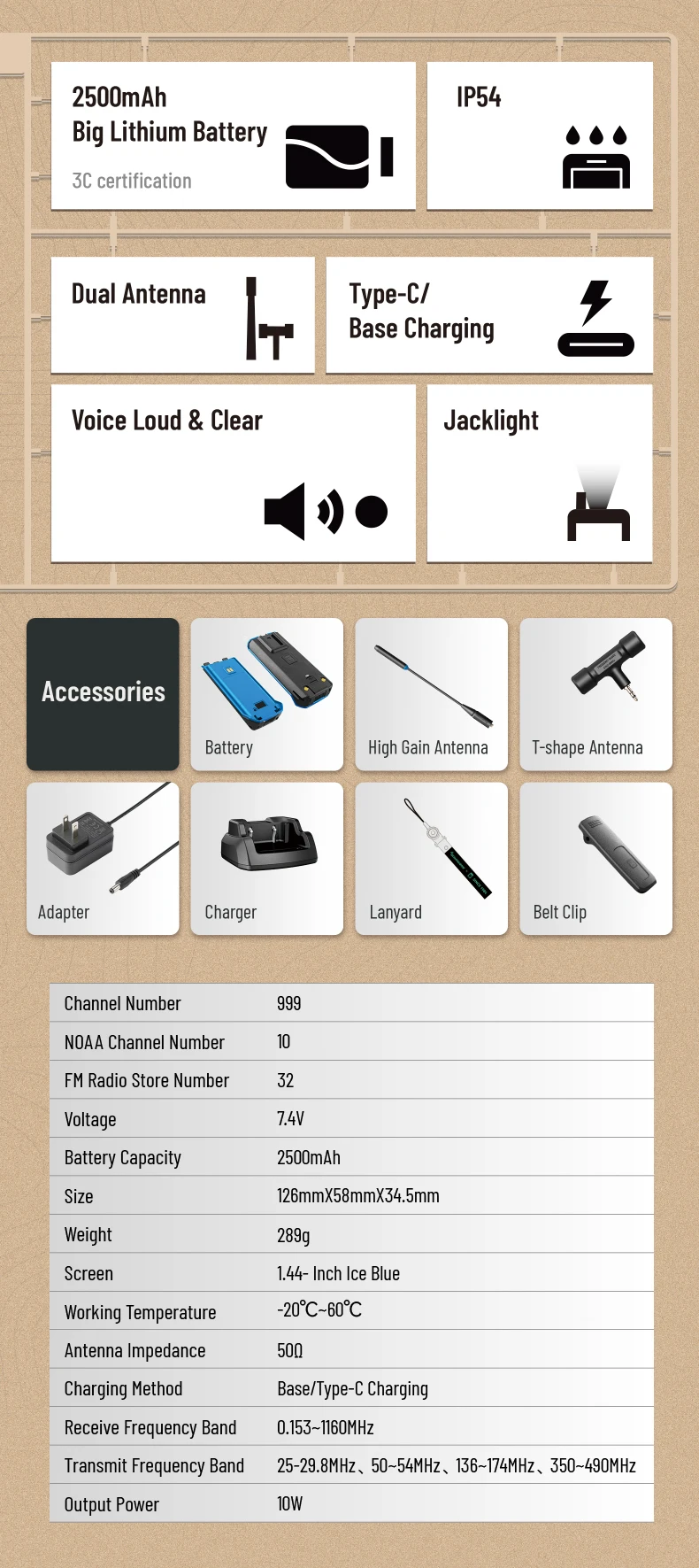 2026 New QUANSHENG TK11 IP Camouflage Analog Two Way Radio with VHF/UHF and 0-10KM Range AM FM ROHS FCC CE