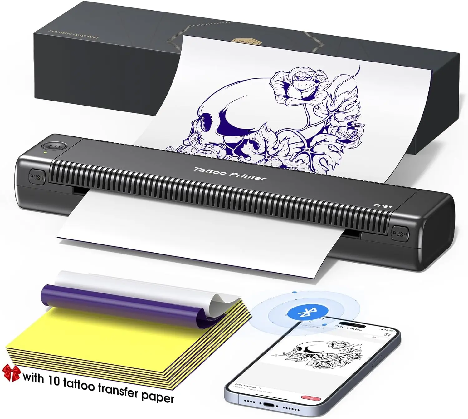 プロのタトゥーステンクリプリンターPhomemoTP81ワイヤレスサーマル