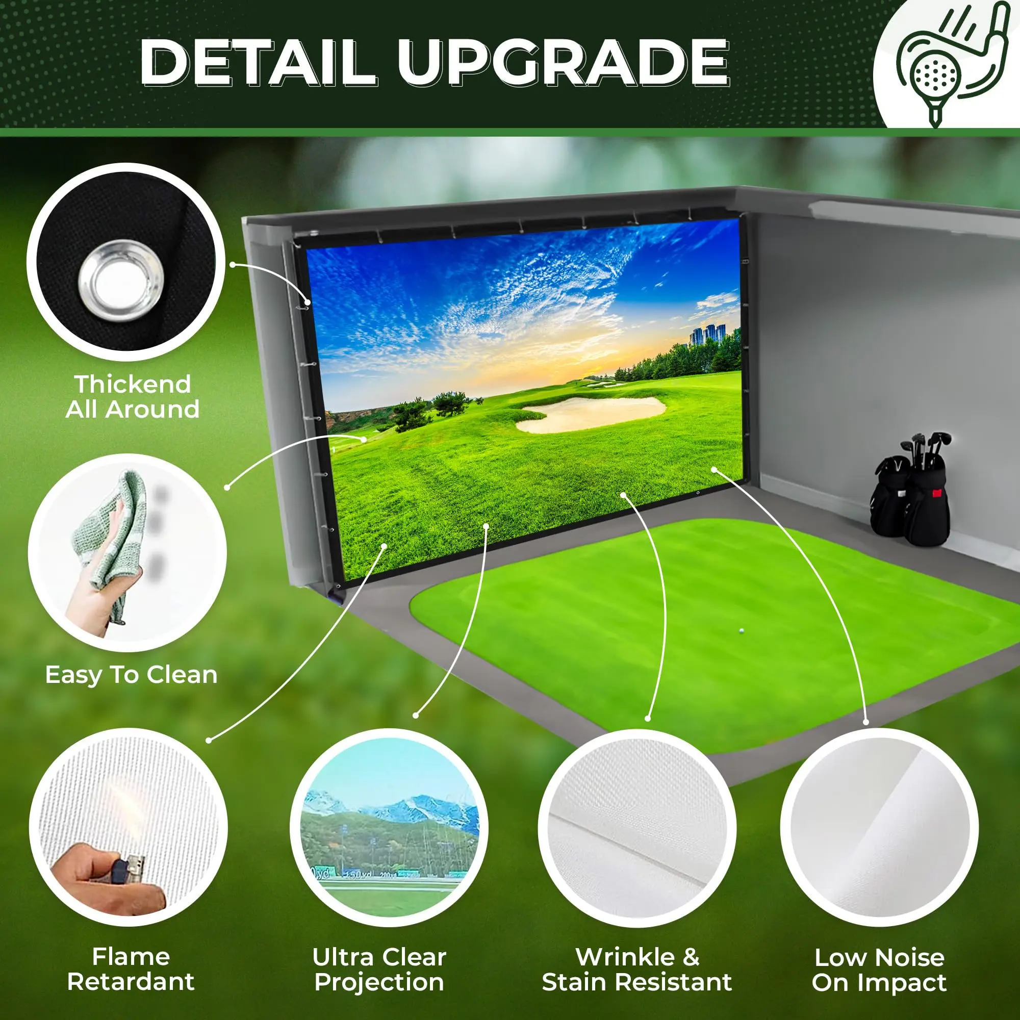 Golf Simulator Impact Screen For Indoor/outdoor Golf Training Golf Simulators Projection Screen