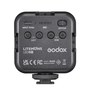 Godox LED6Bi Mini LED Video Light Fill-in Light 3200-6500K Magnetic Adsorption 3 Cold Shoe Mounts for Vlog Photography detail image