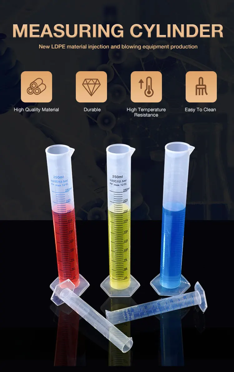 Laboratory Measuring Cylinder Hexagonal Bottom Cylindrical Plastic