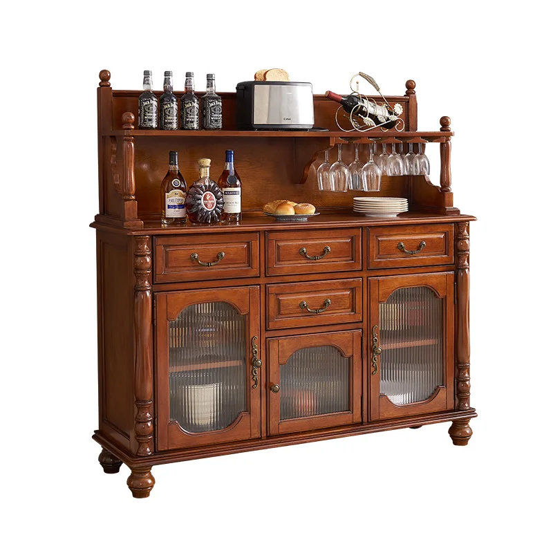 Мульт-размер деревянный шкаф для дома из массива дерева антикварный фуршетный стол вестибюля отеля с полкой и стеклянной дверью