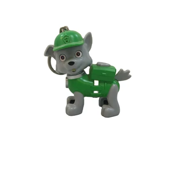 Plastic ABS lovely mini animal dog flashing light and voice keychain