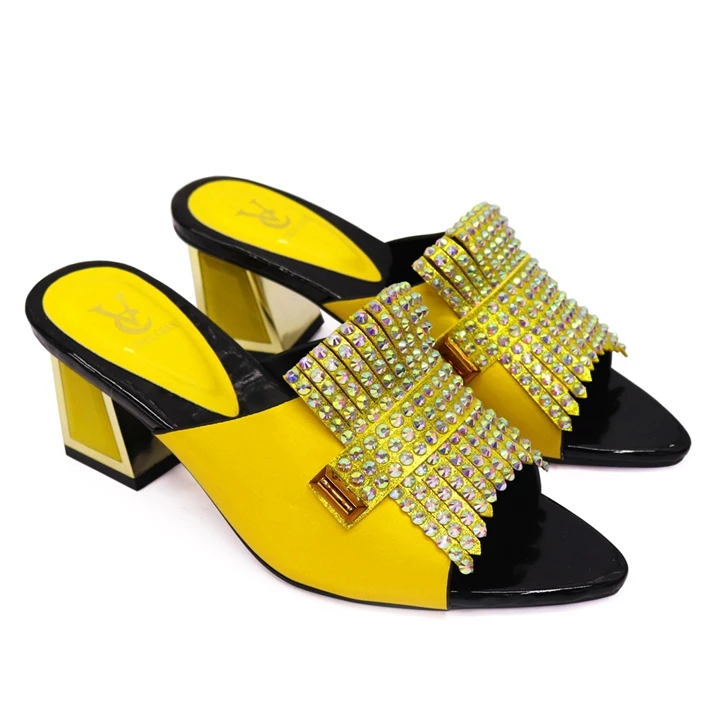AB7969 High Quality Sandals With Sequins Ladies Low Heel slippers for Weeding Party