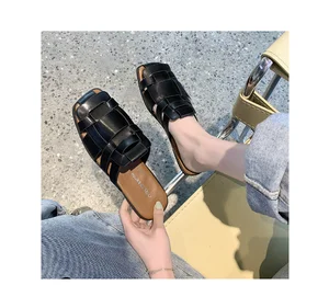 Temperament Baotou Half Slippers for Women Fashion Outwear New Flat Heel Trendy Hollow Sandals for Women