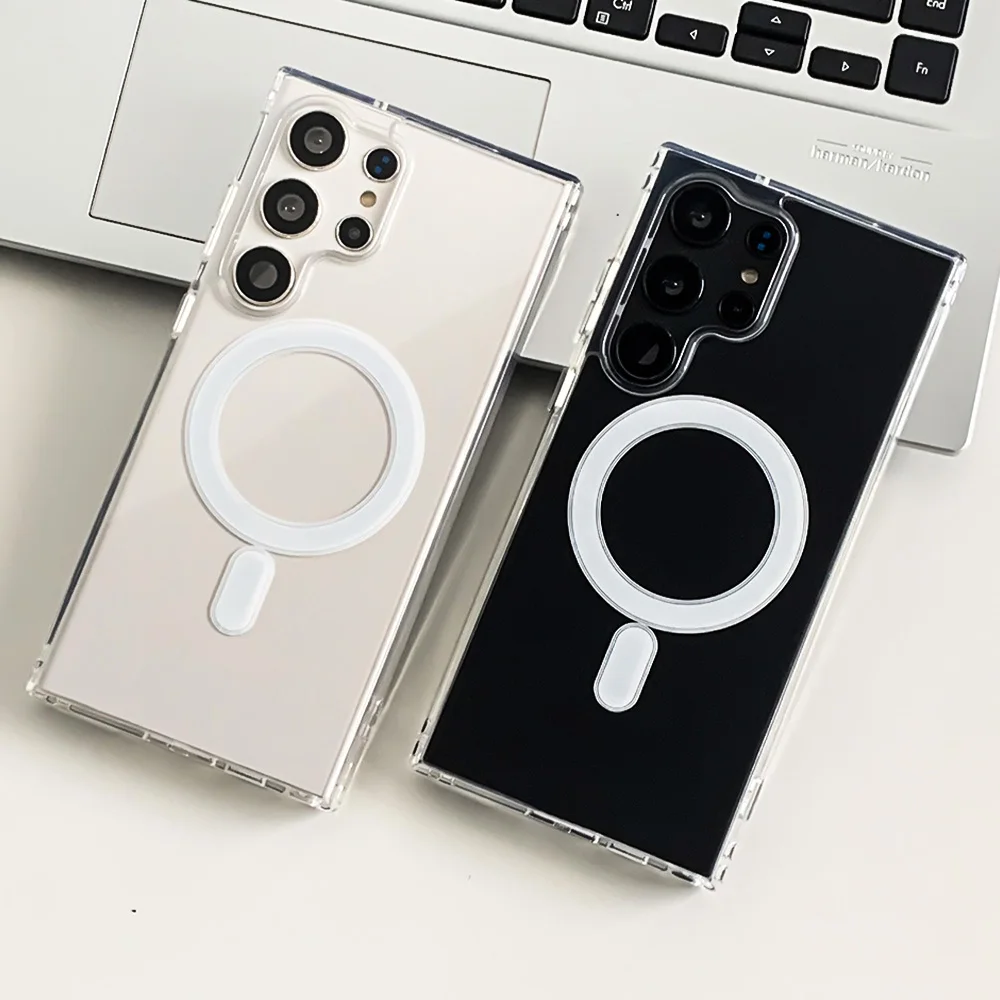 适用于三星 Galaxy A16 S25 的透明磁性硬质防震手机壳