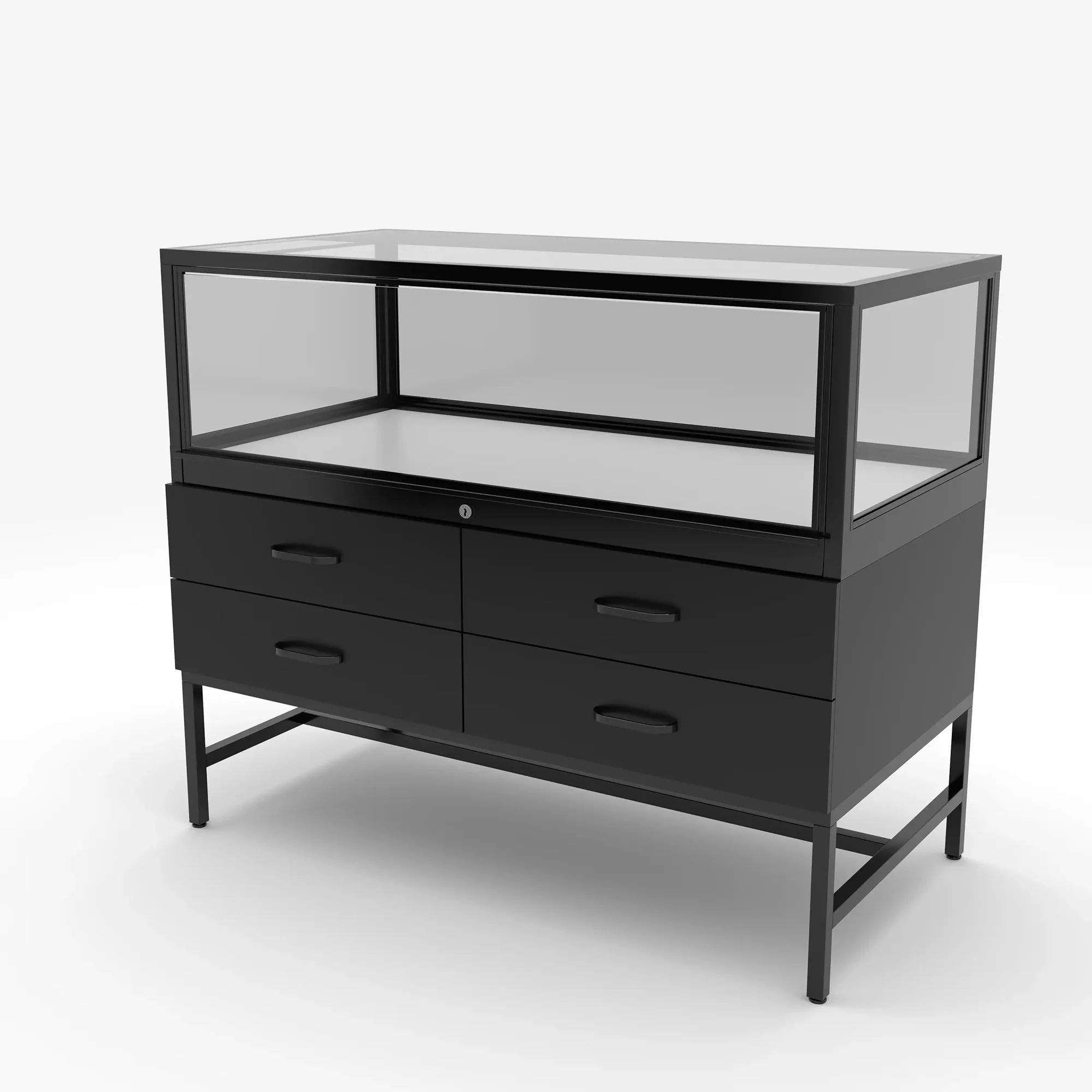 Deluxe Glass Showcase Display Cabinet with Storage Draws Glass Display Showcase