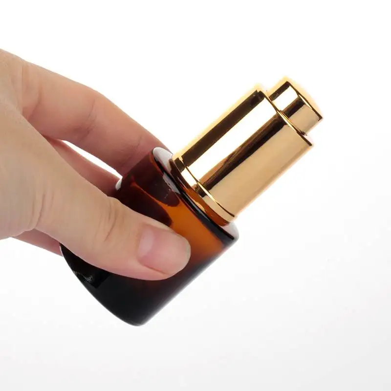 20ml 30ml 40ml Amber Empty Glass Dropper Bottles with Aluminium Gold Push Cap