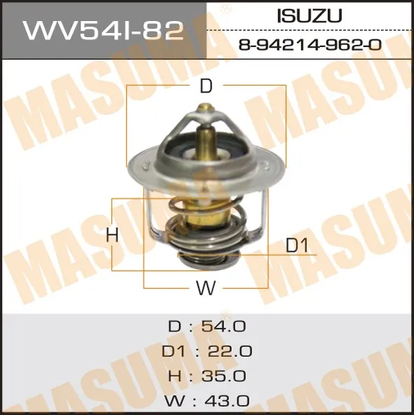 Termostato de Refrigerante del Motor WV54I-82 MASUMA, Accesorios