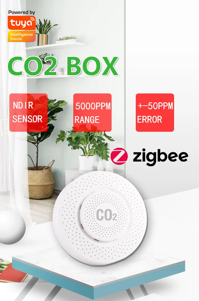 图亚二氧化碳传感器zigbee协议ndir红外原理实时检测co2检测仪家用智能生活app - Buy Tuya二氧化碳传感器,Zigbee协议 ...