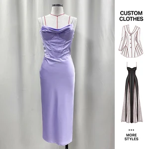 Clothing Manufacturers Wholesale Custom Fashion Luxury Summer Backless Corset Satin Lady Bodycon Maxi Evening Dress for Women