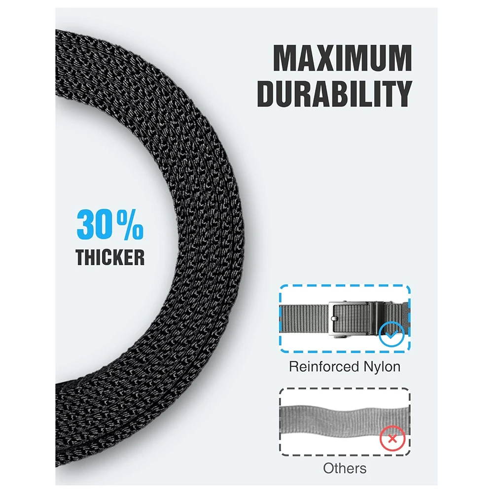 Wholesale Adjustable Wear-resistant Lightweight Nylon Ratchet Belt Men Casual Gift Box Outside Tail Golf Tactical Belt