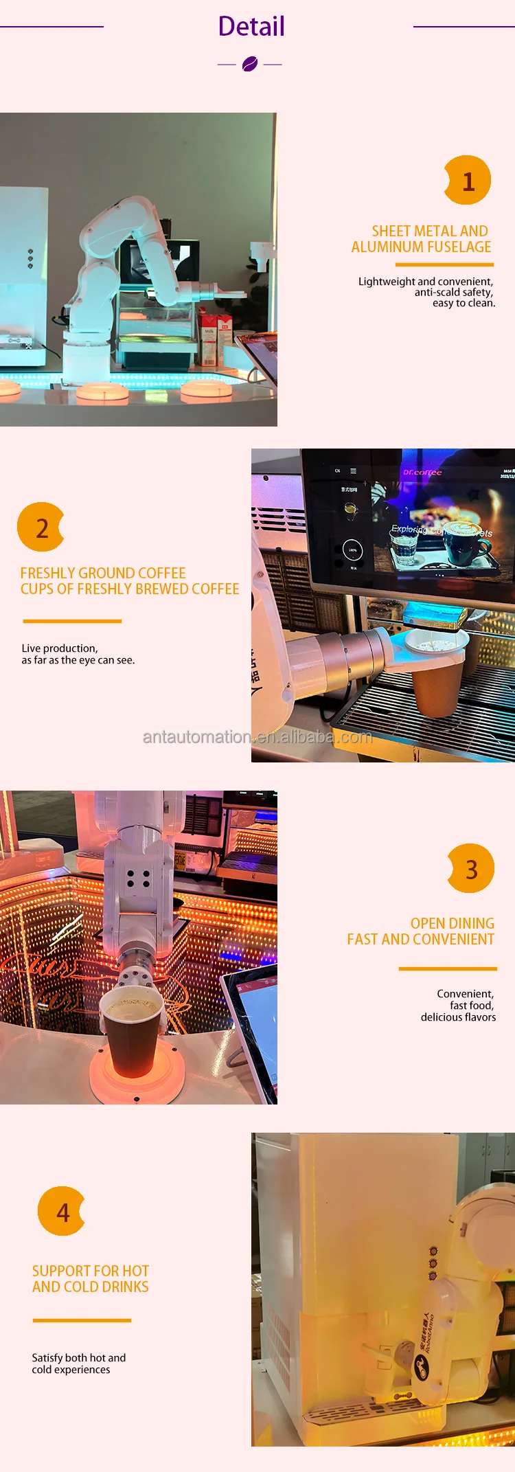 Customize 6 Axis Robot Coffee Machine Coffee Barista Kiosk Hot and Cold ...