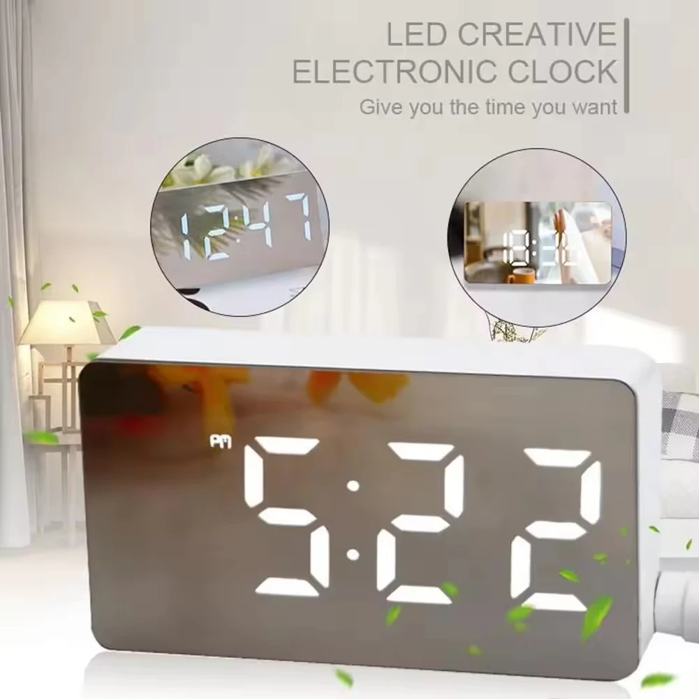 Hot Selling Small Clocks Led Multi-function Digital Snooze Display Time Table Alarm Mirror Clocks