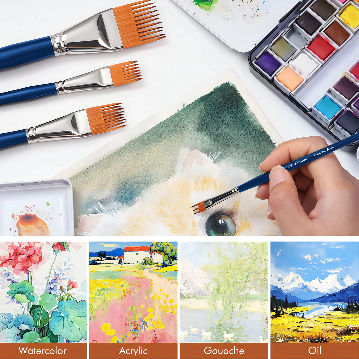 New Arrivals Professional Flat Comb Brushes 5PCS for Unique Texture Painting  Art Paint Brush Acrylic Grainer Brush