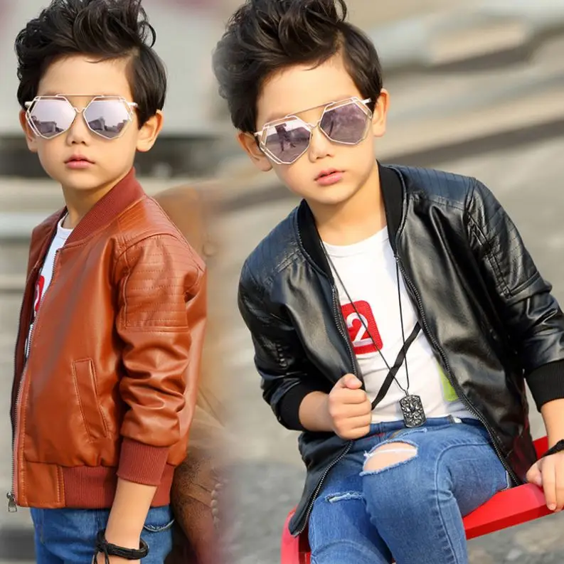 Wholesale Kids Coats Warm PU Leather Jackets for Winter