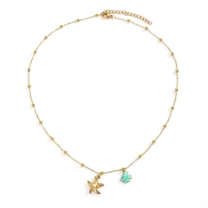 Unique Ocean Theme Necklace Stainless Steel Shell Rope Chain Women Wholesale Trendy Jewelry Gift Ins Minimalist Chic