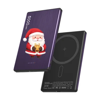 Customizable Christmas Gift Promotion Ultra Slim 15W Fast Charging Wireless Magnetic Power Bank 20W Output Power