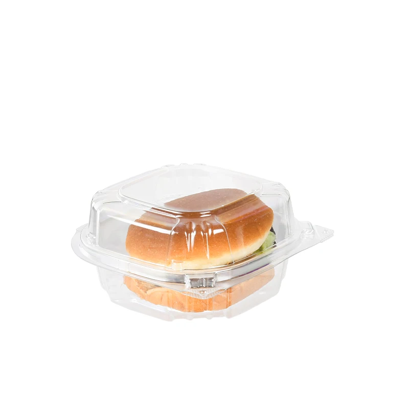 Lesui 5 Inch Recycled Disposable Custom clear Restaurant Food Truck Burgers Clamshell Plastic Container Packaging Hamburger Box