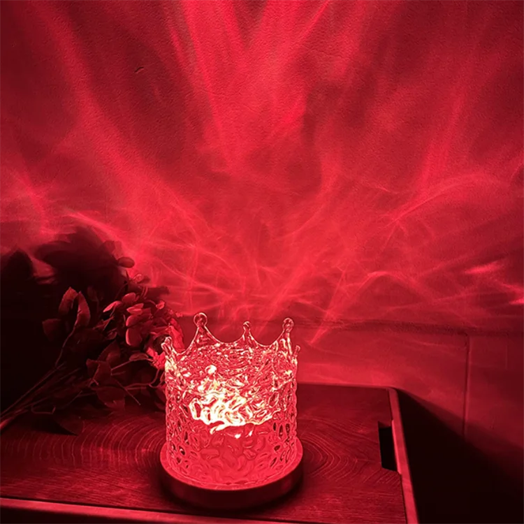 Rhythmic Water Pattern Lamp Wave Effect Dynamic Crown Light 16 Colors Gradual Usb Rotating Night Light for Bedroom