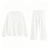 white Round neck set-straight