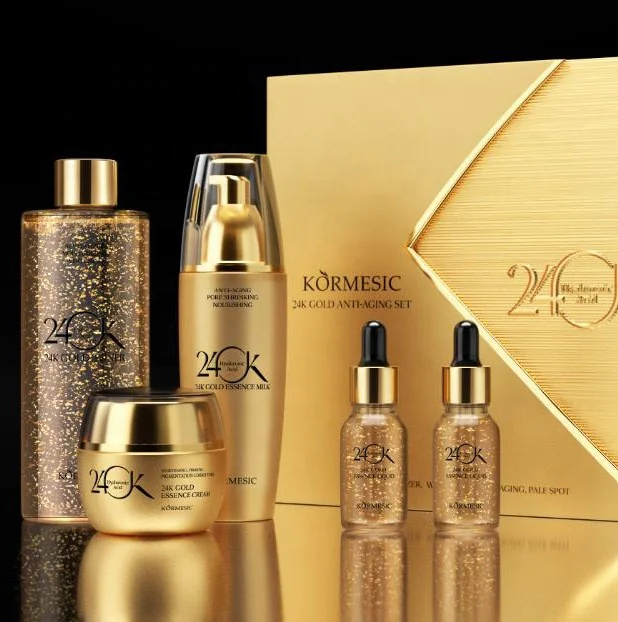 KORMESIC Private Label Beauty Organic Moisturizing 24K Gold Whitening Hydrating Skin Care Set