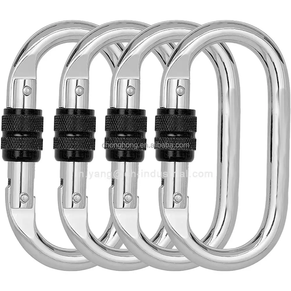 Lot De 2 Mousquetons DASKING M8/M10 – 28kN, Acier Inox, Verrouillage, Certifié EN362 – Hamac, Camping, Travail